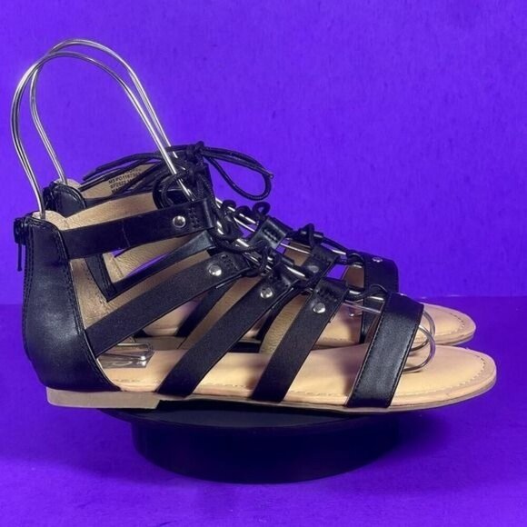 Dolce Vita Girls Black Curse Gladiator Lace Up Sandals Shoe Size 3 - Picture 1 of 8
